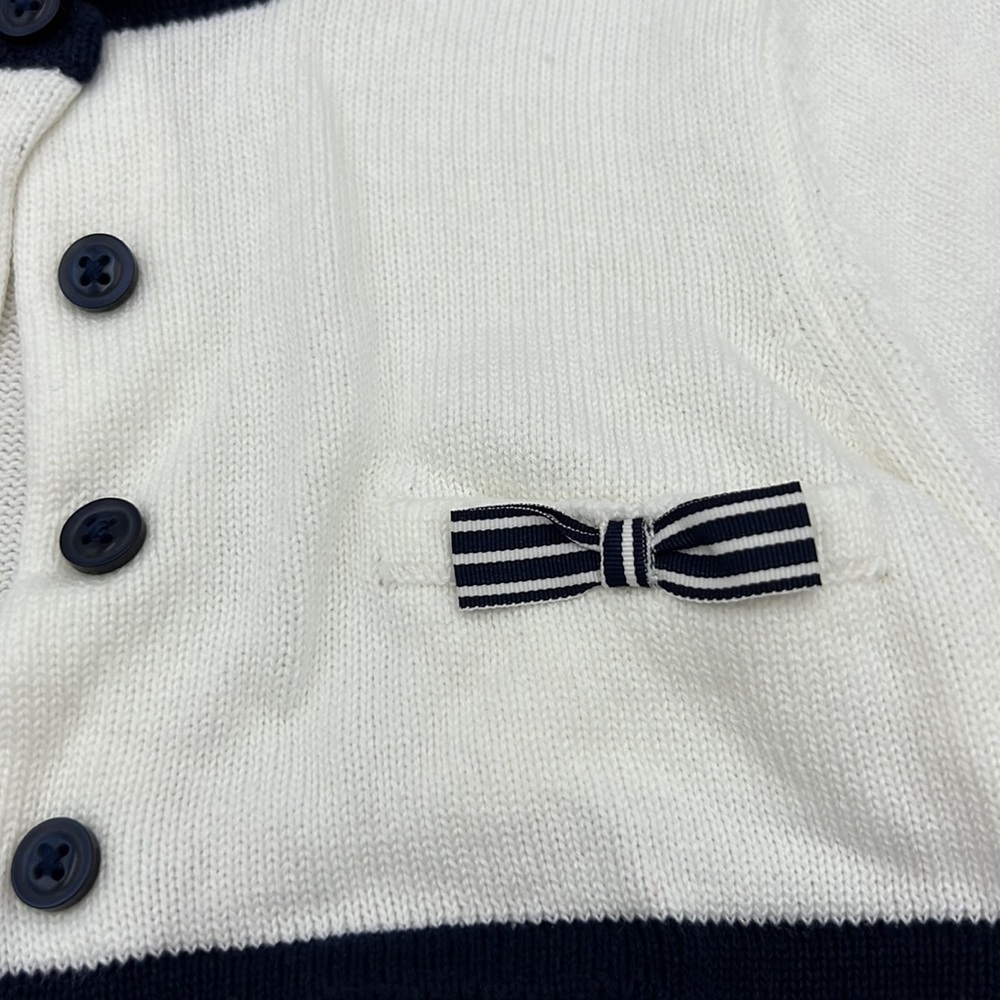 Janie and Jack Cream and Navy Cropped Cardigan Girls Size 18 to 24 Months - Picture 2 of 5